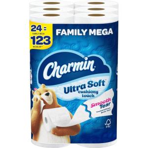 imageCharmin Toilet Paper Ultra Soft Cushiony Touch 18 Family Mega XL Rolls  126 Regular Rolls288 sheet Pack of 24