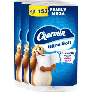 imageCharmin Toilet Paper Ultra Soft Cushiony Touch 18 Family Mega XL Rolls  126 Regular Rolls288 sheet Pack of 30