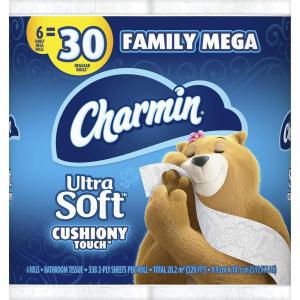 imageCharmin Toilet Paper Ultra Soft Cushiony Touch 18 Family Mega XL Rolls  126 Regular Rolls338 sheet Pack of 6
