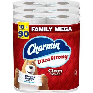 imageCharmin Toilet Paper Ultra Strong Clean Touch 18 Family Mega XL Rolls  126 Regular Rolls275 sheet Pack of 18