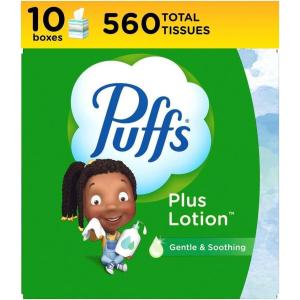 imagePuffs Plus Lotion Facial Tissue 18 Cubes 56 Tissues Per Box56 Count Pack of 10