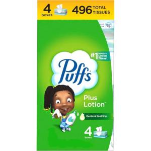 imagePuffs Plus Lotion Facial Tissues 8 Family Boxes 124 Facial Tissues per Box Allergies and Colds124 Count Pack of 4
