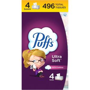 imagePuffs Ultra Soft NonLotion Facial Tissue 8 Family Boxes 124 Facial Tissues per Box124 Count Pack of 4