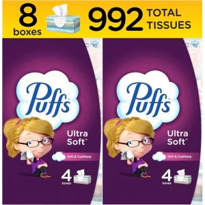 imagePuffs Ultra Soft NonLotion Facial Tissue 8 Family Boxes 124 Facial Tissues per Box124 Count Pack of 8 Bundle